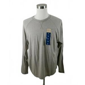 NWOT Blue Mountain Mens Polyester Blend LS Crew Neck Heather Beige T Shirt XL